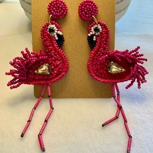 Pink beaded Flamingo dangle Earrings